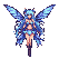 A blue-haired pixie with iridescent wings performs a salute.