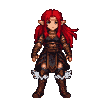 Pixel Art: character is running fast right, 2d sideview, long red hair....
