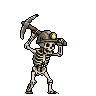 Pixel Art: skeleton miner with pickaxe