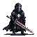 A knight in dark armor with a white cross on the chest holds a broadsword in a combat stance.