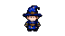 Small wizard in blue, star-patterned hat and robe casts rapid lightning bolts.