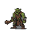 Green-skinned orc warrior in rough armor, holding a mace aloft.