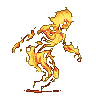 A spectral, humanoid figure made of flickering flames and glowing embers, with a skeletal outline visible. Tendrils of fire trail from its body, and its head is crowned with an intense corona of flame.