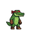 Pixel Art: crocodile retro fighter character