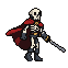 Pixel Art: hero with sword - running animation 6 frame loop (Remix)