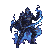 A spectral djinn knight made of swirling blue and indigo ethereal energy, rippling and shifting.
