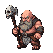 Pixel Art: dwarf is hitting with skull staff