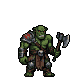 Pixel Art: orc is hitting with axe