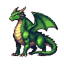 Pixel Art: dragon is showing it's power (128x128) (generated with AI by sandacz).
