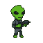 Pixel Art: alien runs and fires laser