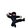 Pixel Art: set of ninjas in different poses