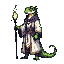 Pixel Art: lizard mage idle animation (generated with AI by pixie.haus).