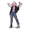 Pixel Art: modern fairy is smoking cigarette (generated with AI by pixie.haus).