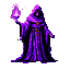 Pixel Art: powerful necromancer playing with magic (generated with AI by pixie.haus).