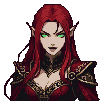 Crimson Elven Warrior: Fierce Emerald Eyes