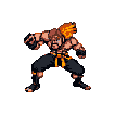 Pixel Art: fire-neck character in fighting stance