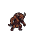A hulking minotaur with a bovine head and glowing red eyes, in a low, aggressive stance, ready to attack.