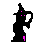 Pixel Art: witch casting pink love spell
