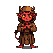 Pixel Art: devil monk is kicking and punching - fighting combo attack