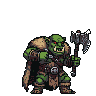 Pixel Art: set of orcs with different weapons and outfits