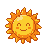 Anthropomorphic sun transitioning from smiling to angry expression, with narrowed eyes and grimacing mouth.