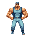 Pixel Art: character is showing his muscles (128x128_bgremoval_quant) (generated with AI by sandacz).