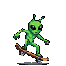 Pixel Art: alien making a kickflip