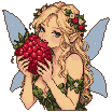 Pixel Art: fairy eating raspberry