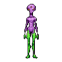 Pixel Art: alien is dancing (generated with AI by sandacz).
