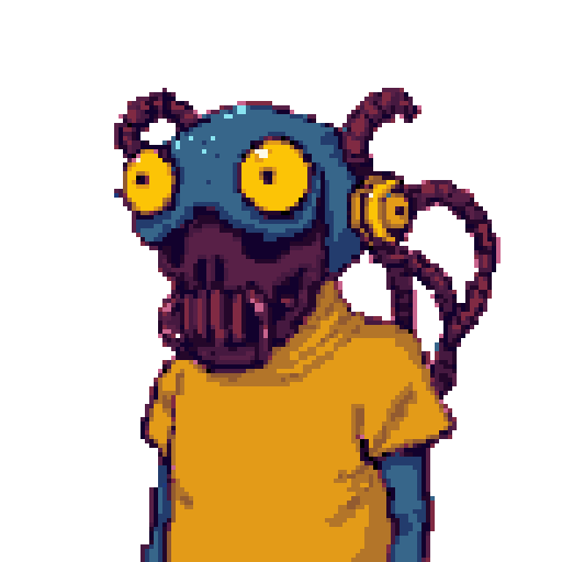 Pixel Art: character is looking around (128x128_bgremoval_quant) (generated with AI by sandacz).