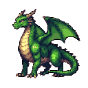 Pixel Art: dragon is walking (128x128) (generated with AI by sandacz).