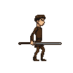 Pixel Art: character runs right, holds sword while running, sideview 2d...
