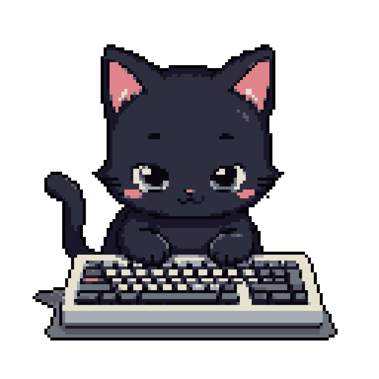 Cute Cat Typing Code: Adorable Retro Digital Art