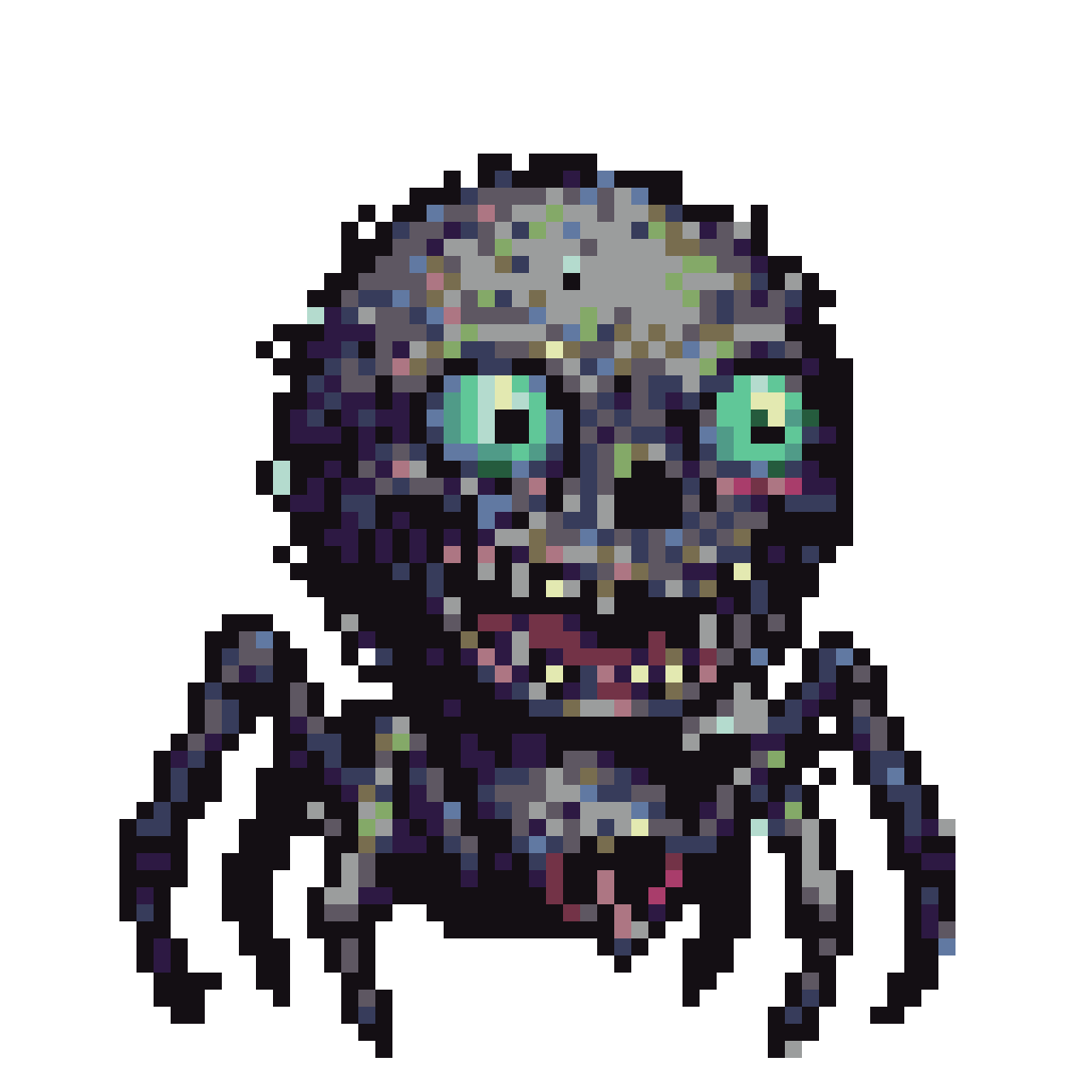 Grotesque Spider-Creature: Eerie Green Eyes, Jagged Teeth