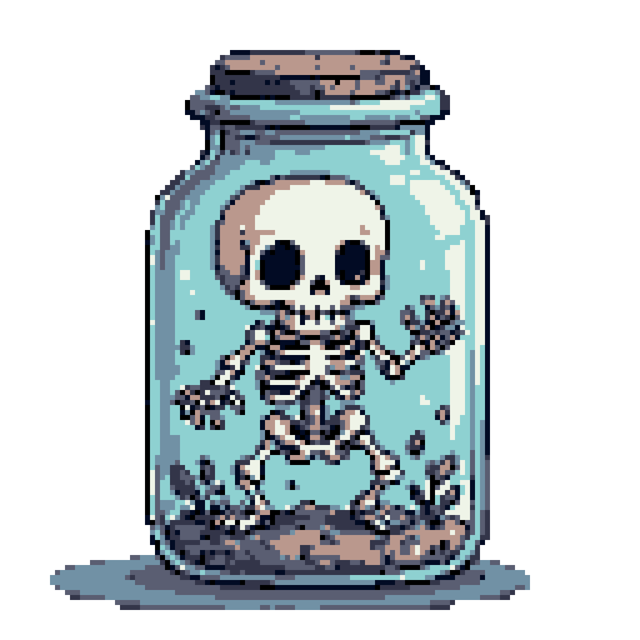 Pixie Skeleton Chibi Skeleton Trapped in Jar, Whimsical Charm