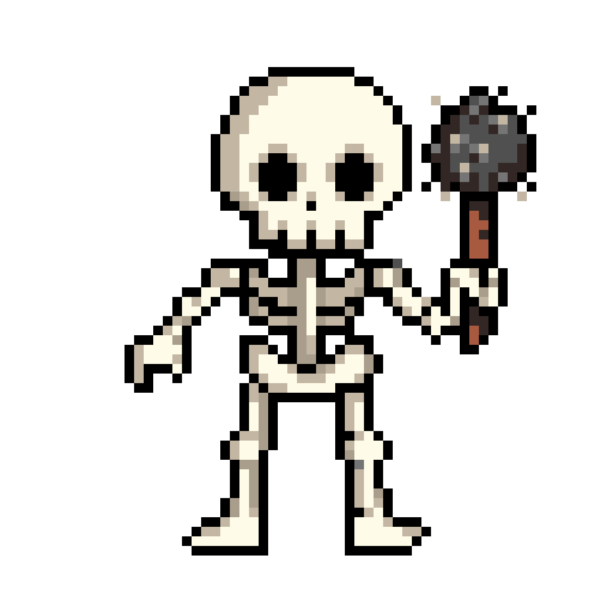 Game Asset: Cartoon Skeleton Warrior with Mace - Retro Game Vibe