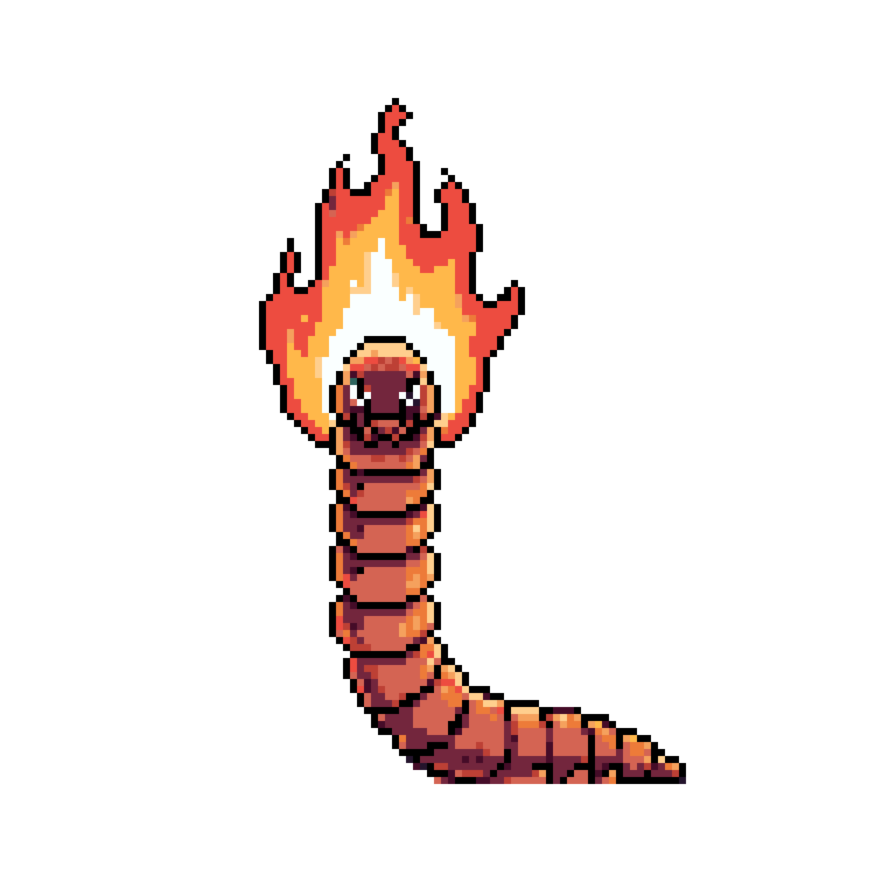 Flaming Worm Creature: Fiery Descent into Darkness