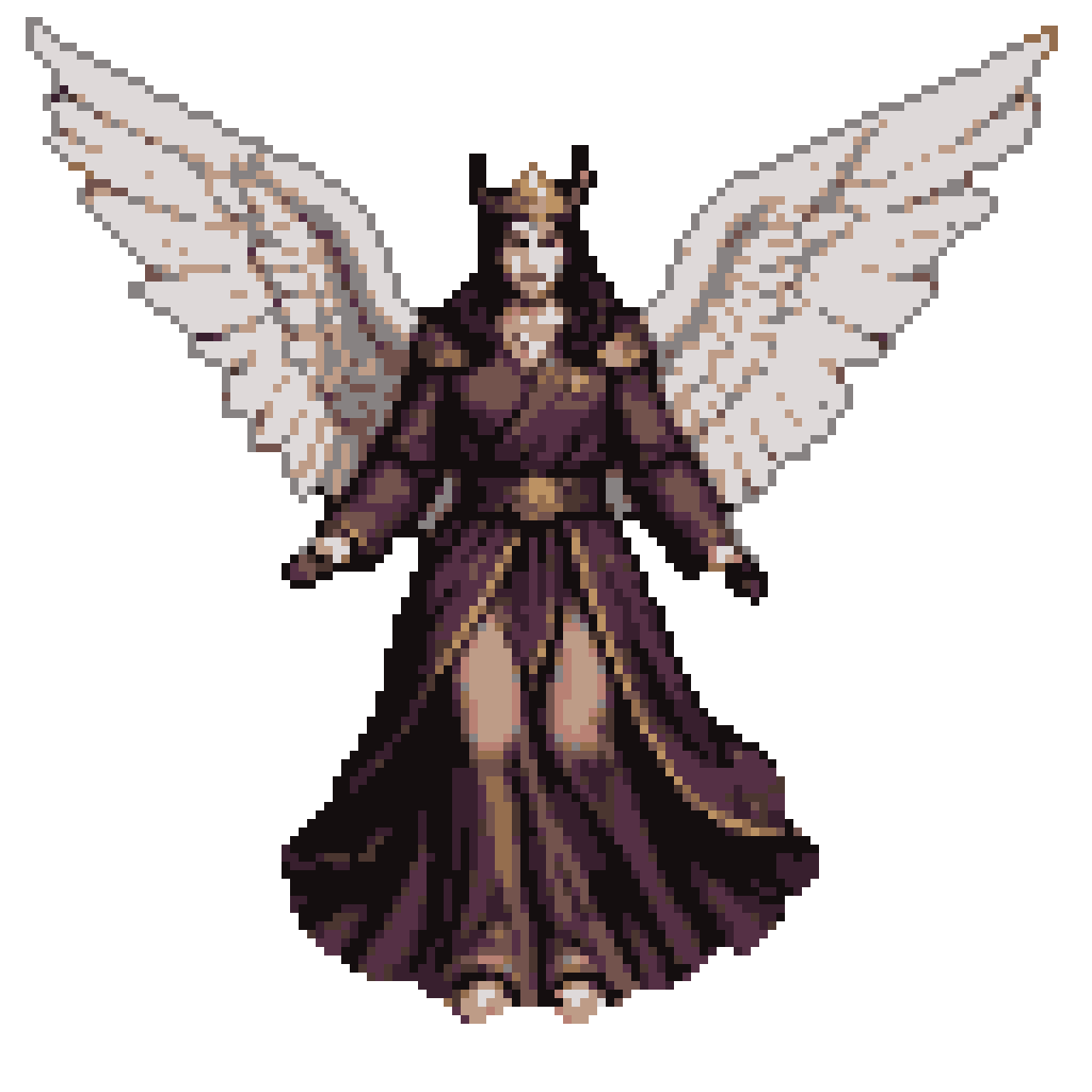 Purple Robe Angel Sprite: Dark Angel's Grandeur: Majestic Satanic Wings Unfurled
