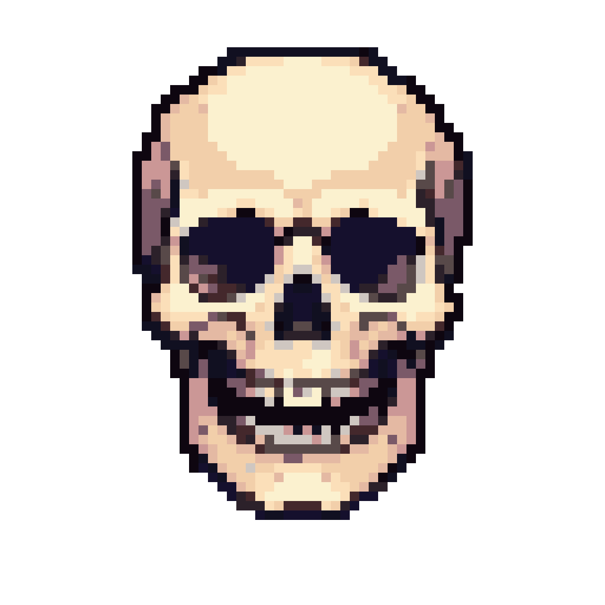 Grinning Skull: Haunting AI Art (64x64 Transparent)