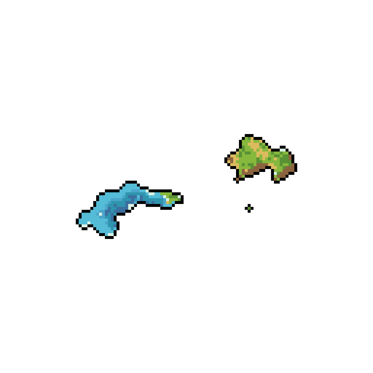 Game Asset Sprite: Abstract Blue Water & Green Island Landscape