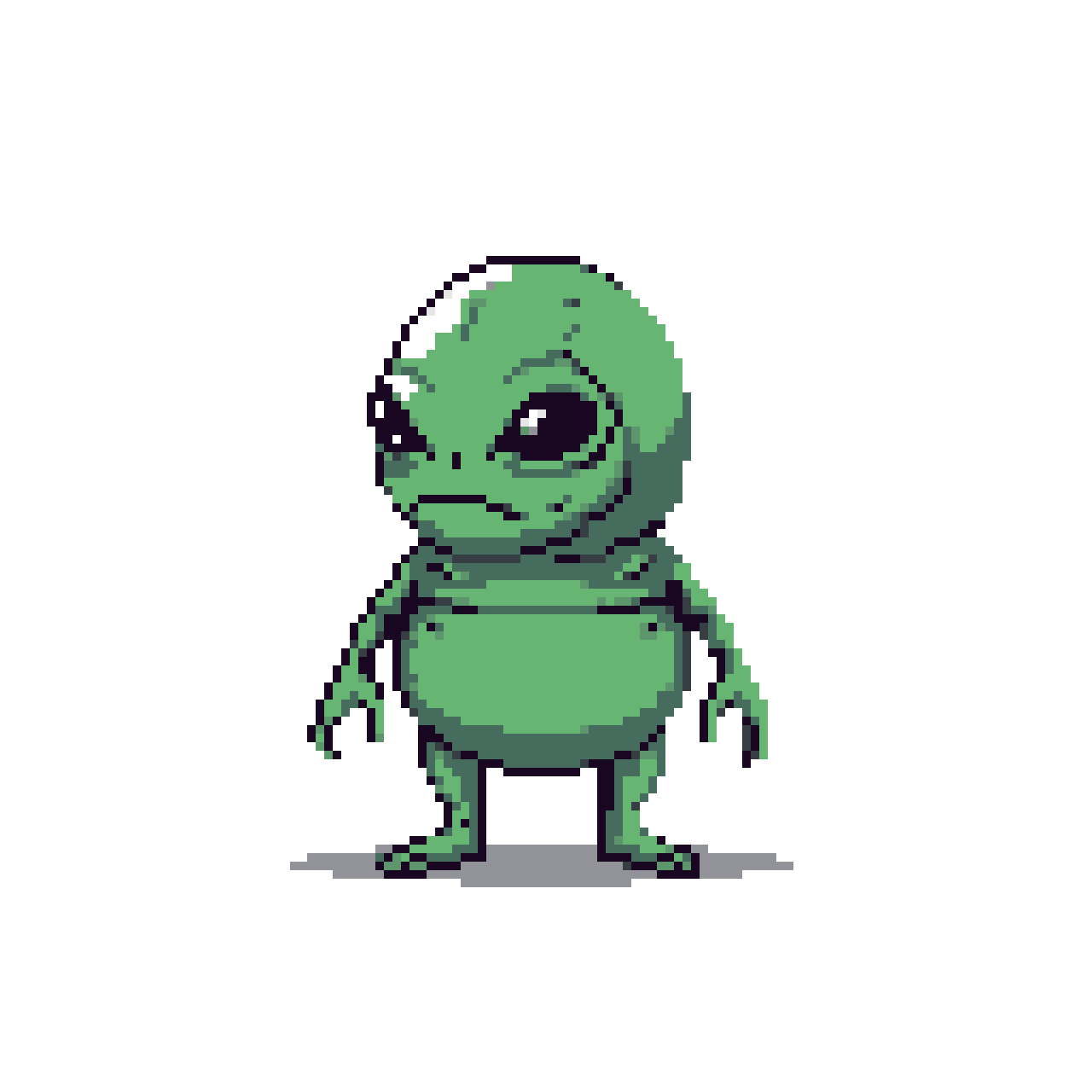 Grumpy Green Alien's Melancholy Stare
