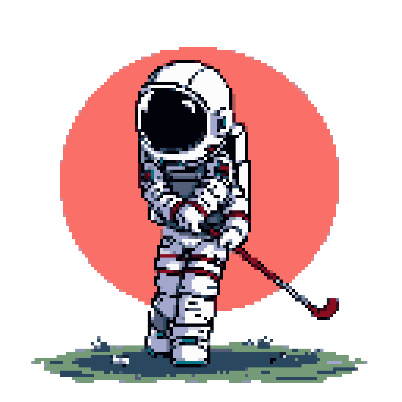 Astronaut Golfing on Alien Planet