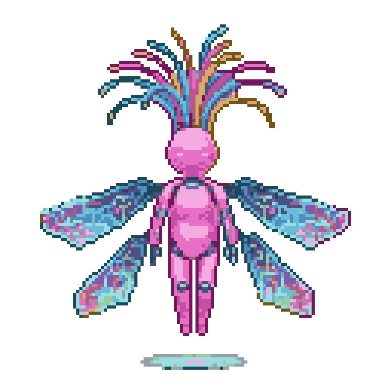 Ethereal Android: Glowing Fiber-Optic Hair, Stained-Glass Wings