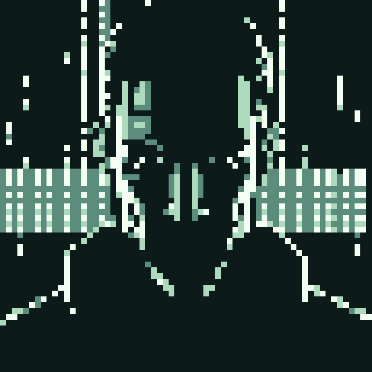 Fragmented Mask Abstract Green Figure: Mysterious, Fragmented Mask