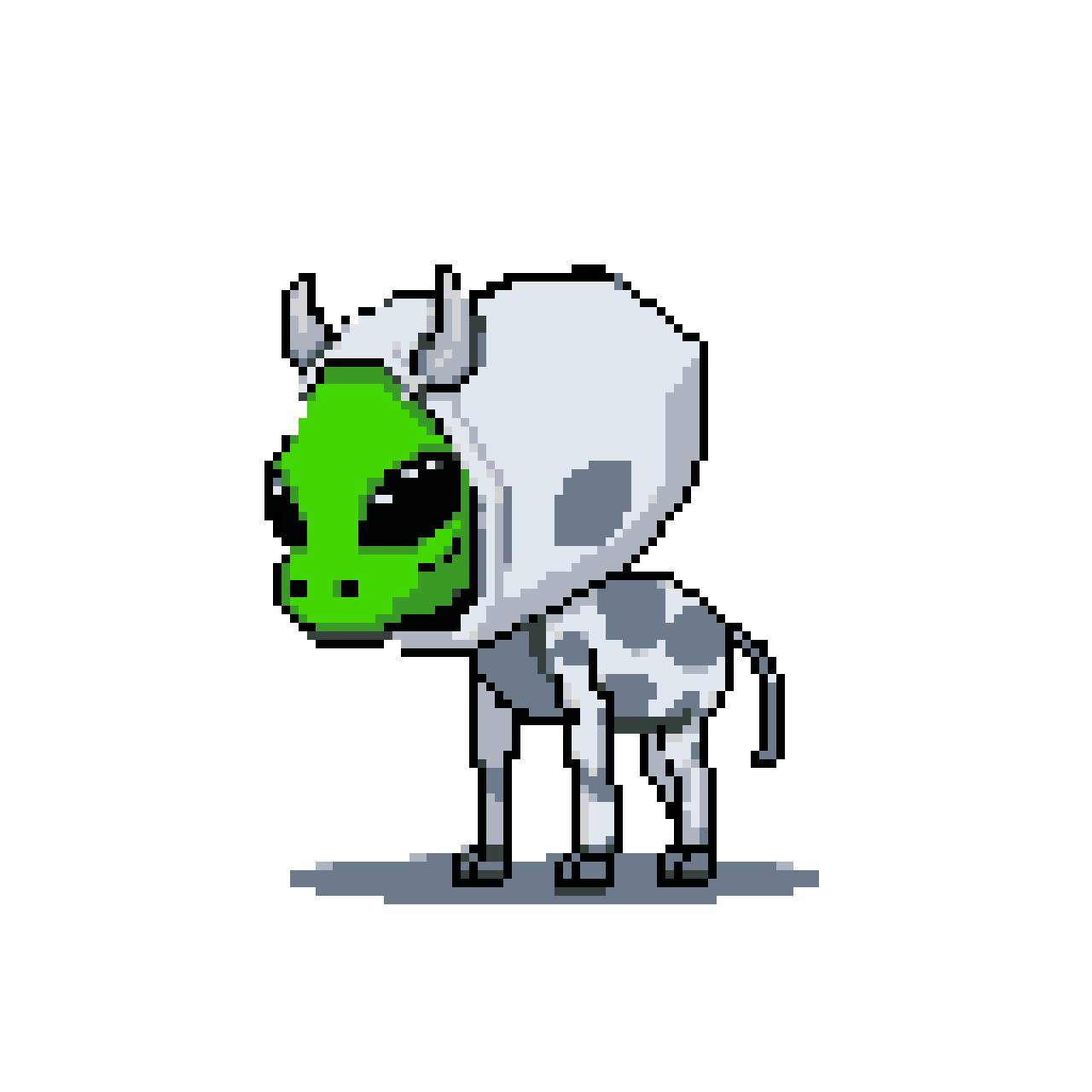 Neon Alien Cow: Quirky Retro Character