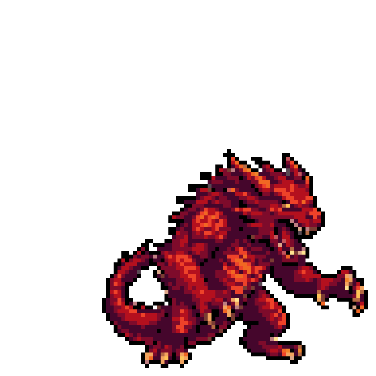 Fierce Red Monster Roars: Retro Gaming Beast Attack