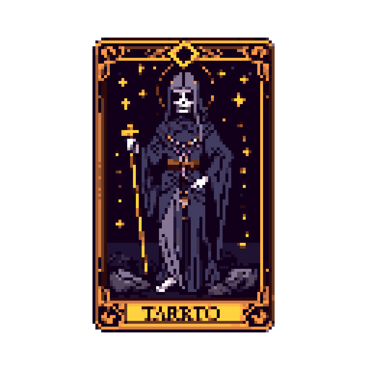 Reaper428 Grim Reaper Tarot Card: Mystical, Ominous, Golden Border