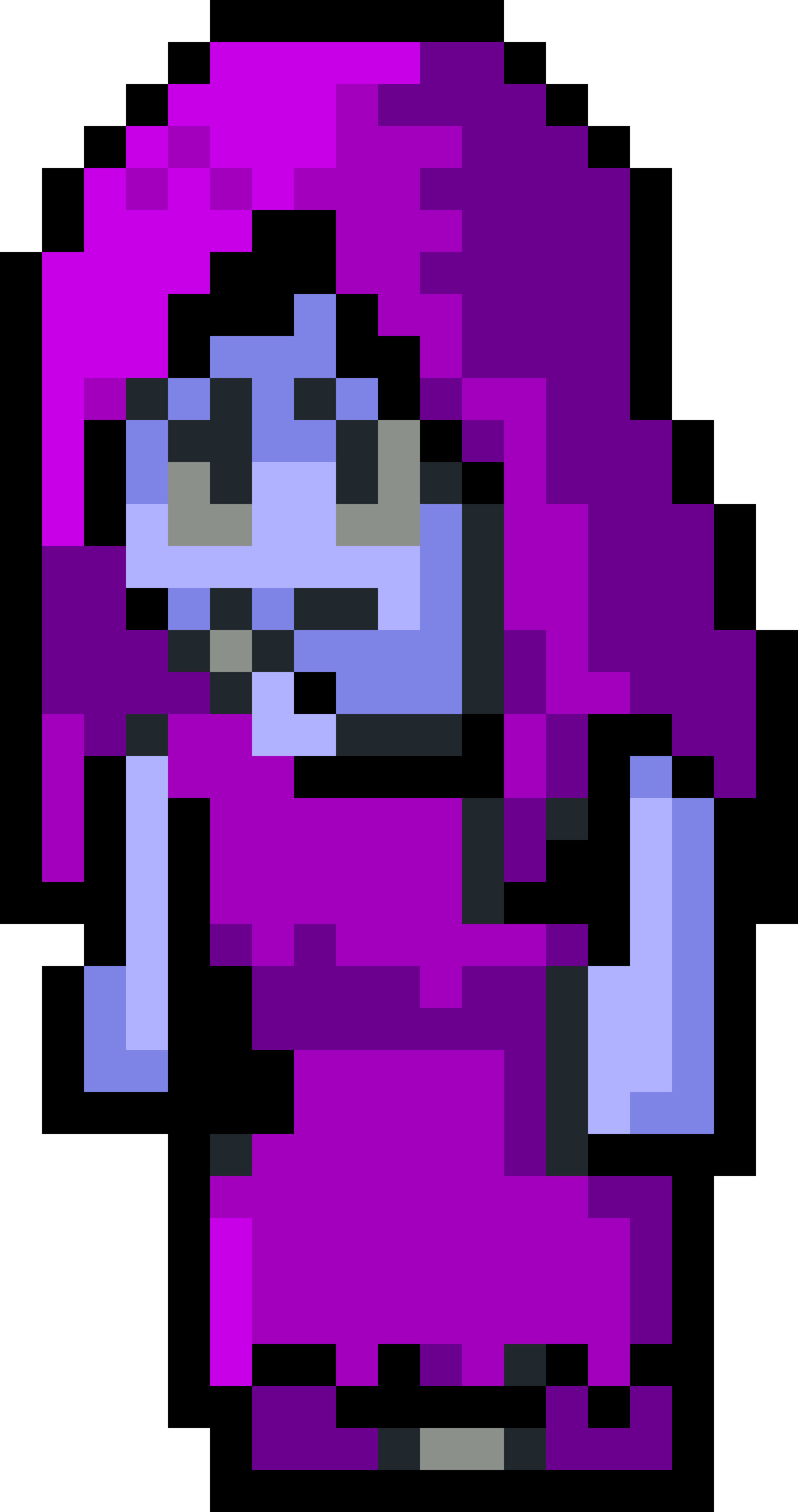 Mysterious Ghostly Figure in Purple Blue Robes
