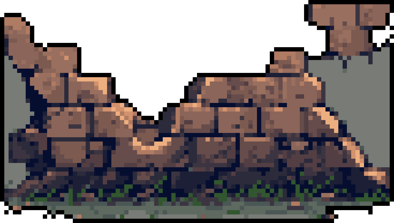 Pixel Art: Ancient Ruined Wall: Decay and Abandonment