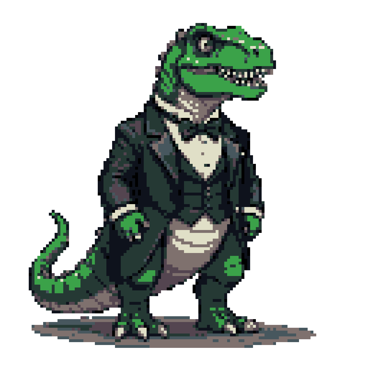 Dapper T-Rex in Tuxedo: Friendly Grin